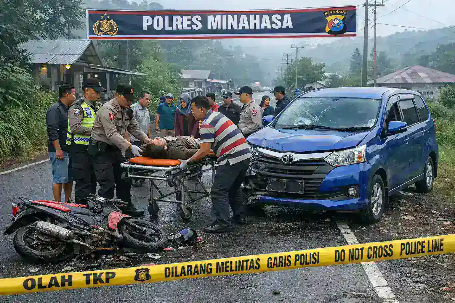 Kecelakaan Lalu Lintas di Tountimomor, Pengendara Sepeda Motor Koma Usai Ditabrak Avanza Biru